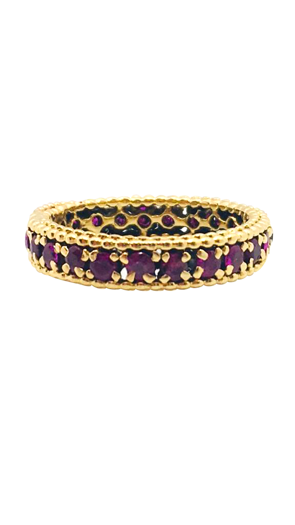Bague Maya style ancien alliance américaine or jaune rubis anneau