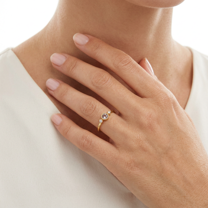 Solitaire Diana en Or 18kt morganite et diamants