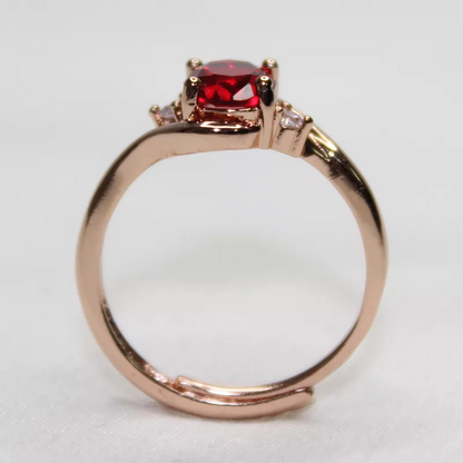 Bague Charlie or jaune 18kt rubis et diamants style vintage