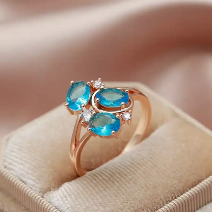 Bague Lilly or rose 18k topaze london et diamants style vintage