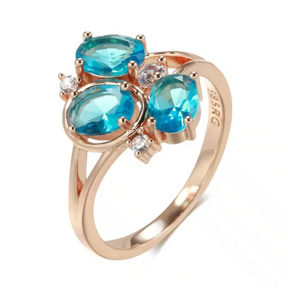 Bague Lilly or rose 18k topaze london et diamants style vintage