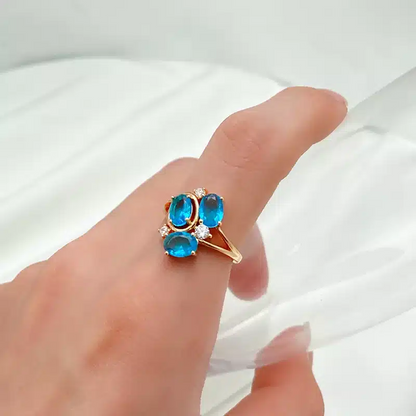 Bague Lilly or rose 18k topaze london et diamants style vintage
