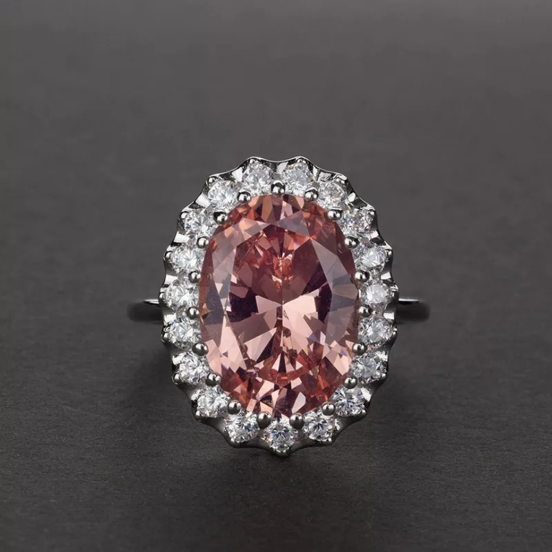 Bague Lucie or blanc 18kt grenat et diamants style vintage