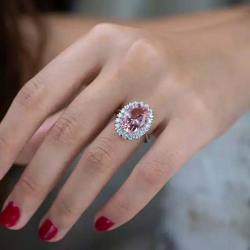 Bague Lucie or blanc 18kt Améthyste et diamants style vintage