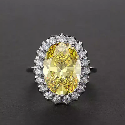 Bague Lucie or blanc 18kt Citrine et diamants style vintage