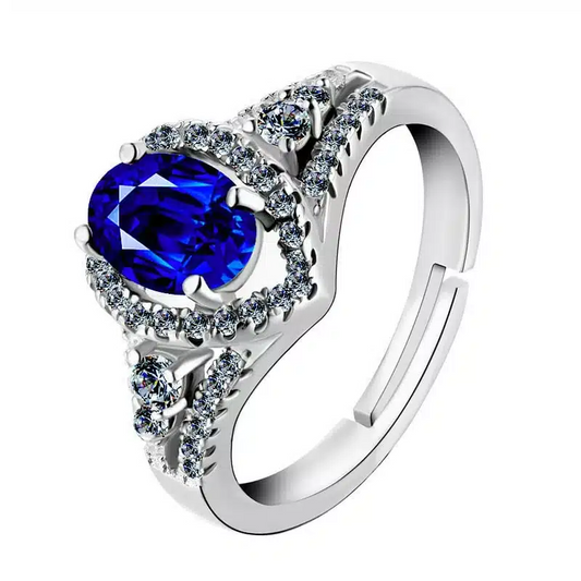 Bague Apolline or blanc 18kt saphir et diamants style vintage