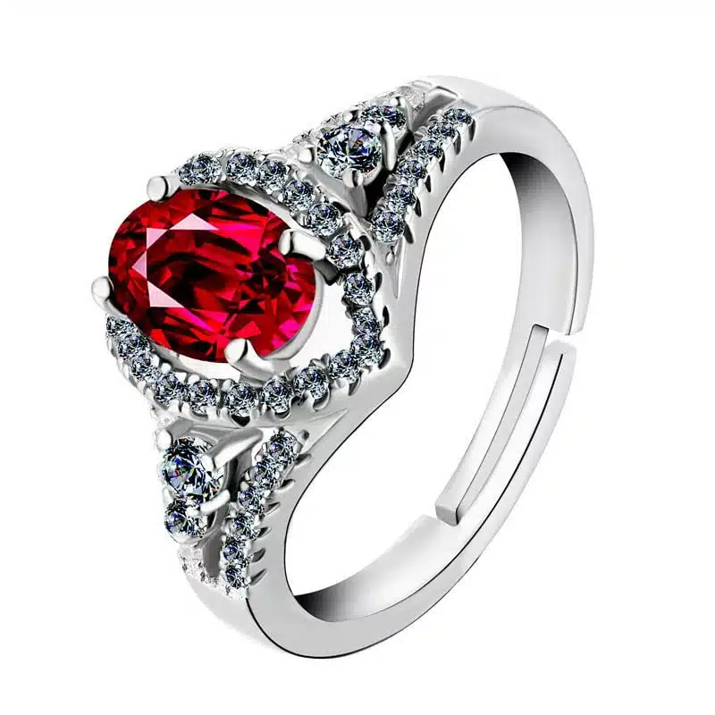 Bague Apolline or blanc 18kt Rubis et diamants style vintage
