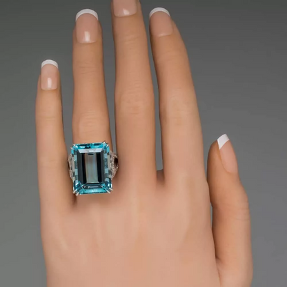 Bague Jade or blanc 18kt topaze London et diamants style vintage