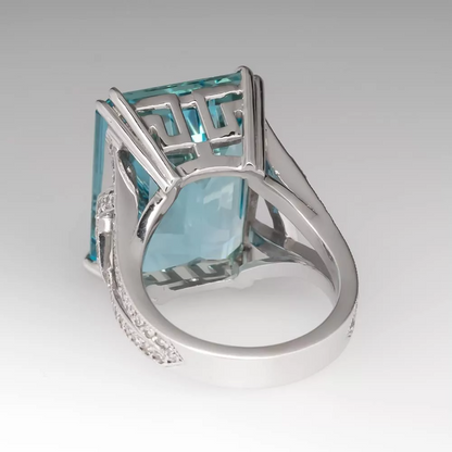 Bague Jade or blanc 18kt topaze London et diamants style vintage