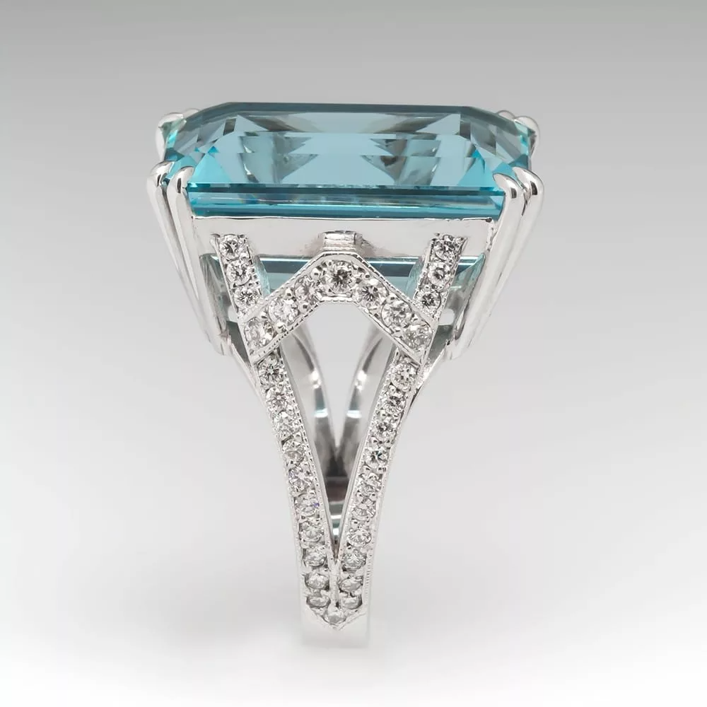 Bague Jade or blanc 18kt topaze London et diamants style vintage