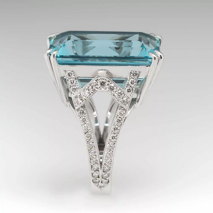 Bague Jade or blanc 18kt topaze London et diamants style vintage