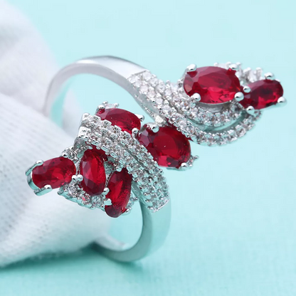 Bague Juliette or blanc 18kt Saphir et diamants style vintage