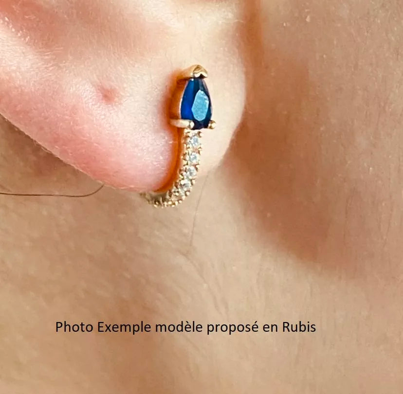 Boucle d'oreilles diamant Elisa Rubis Or Jaune
