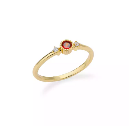 Solitaire Diana en Or 18kt grenat et diamants