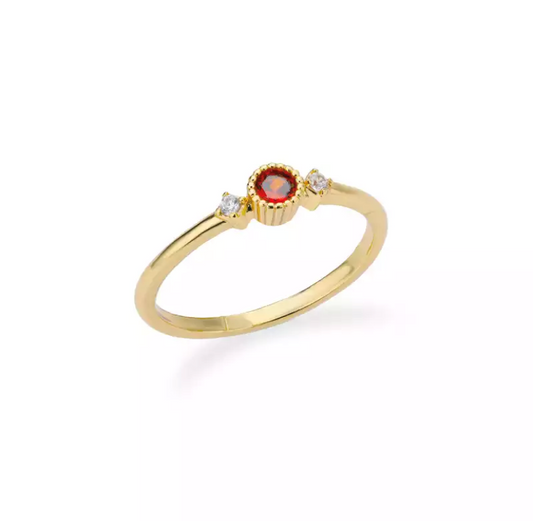 Solitaire Diana en Or 18kt grenat et diamants