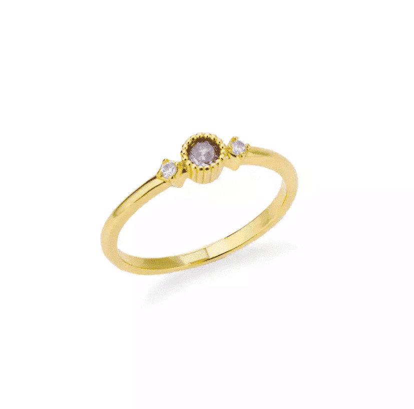 Solitaire Diana en Or 18kt améthyste et diamants