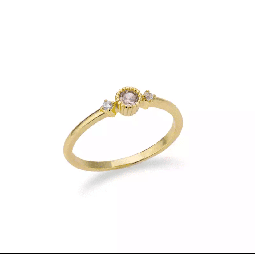 Solitaire Diana en Or 18kt morganite et diamants