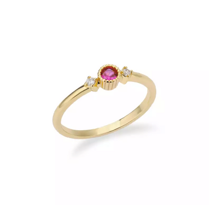 Solitaire Diana en Or 18kt Rubis et diamants