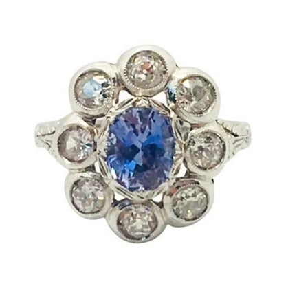 Bague Louna or blanc 18k diamant saphir