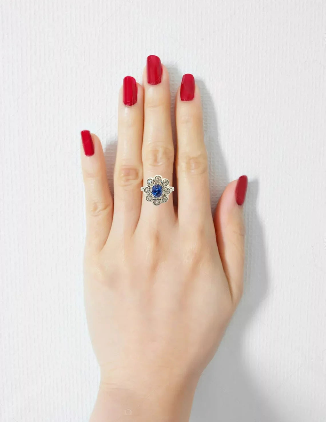 Bague Louna or blanc 18k diamant saphir