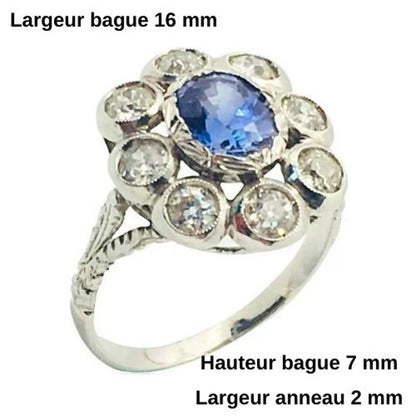 Bague Louna or blanc 18k diamant saphir