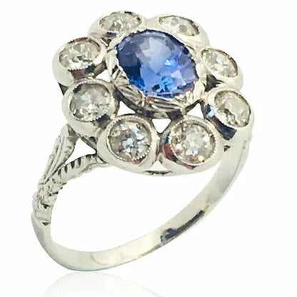 Bague Louna or blanc 18k diamant saphir