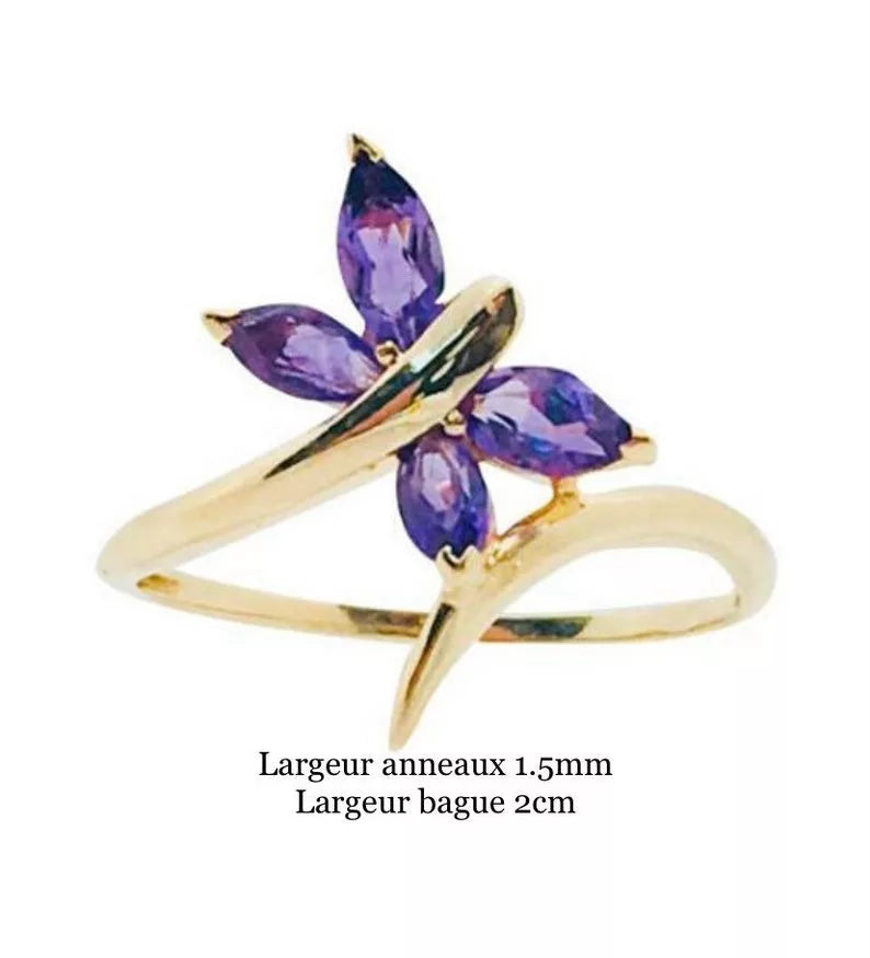 bague papillon en or jaune 18k tanzanite