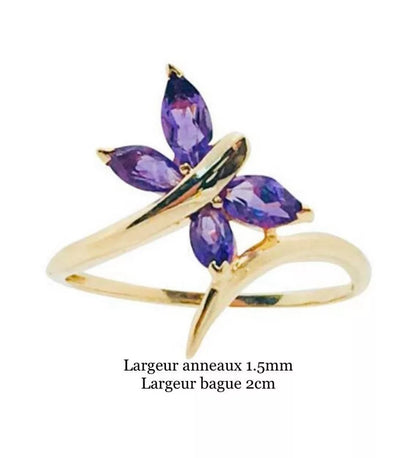 bague papillon en or jaune 18k tanzanite