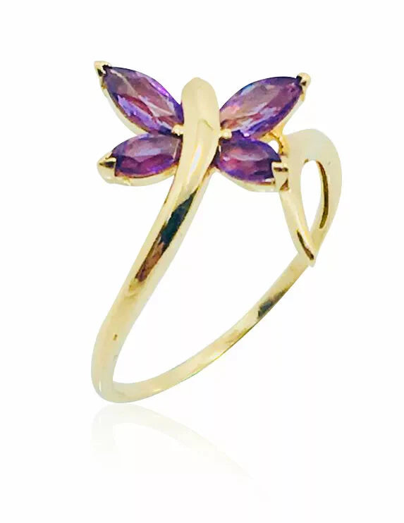 bague papillon en or jaune 18k tanzanite