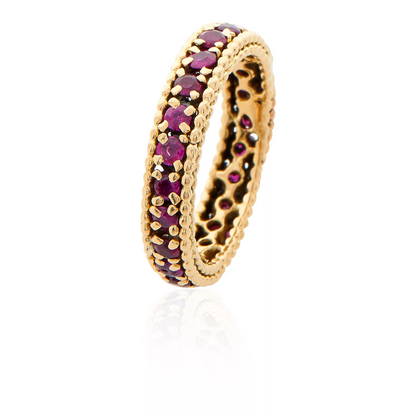 Bague Maya style ancien alliance américaine or jaune rubis anneau