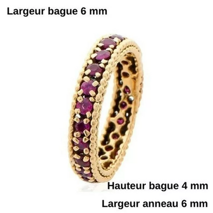 Bague Maya style ancien alliance américaine or jaune rubis anneau
