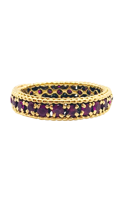 Bague Maya style ancien alliance américaine or jaune rubis anneau