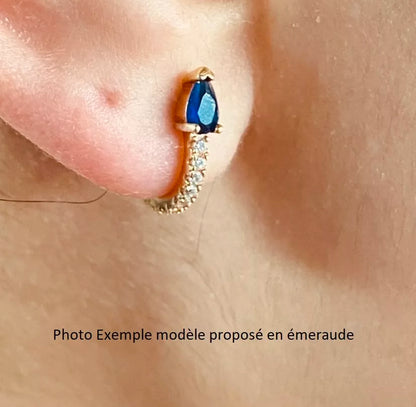 Boucle d'oreilles diamant émeraude Elisa
